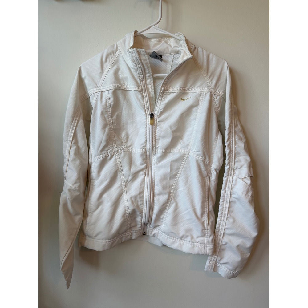 Nike Sphere Dry White Full Zip Running Jacket Womens Medium Mock Neck Coat